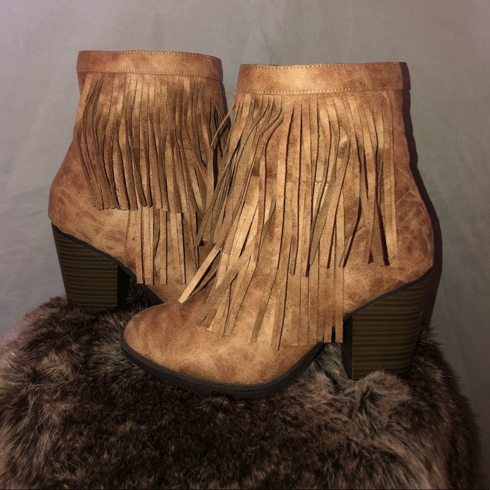 Suede Fringe Booties